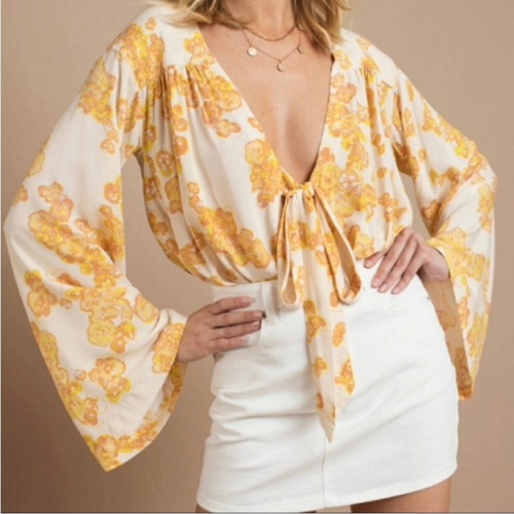Free People Yellow Tropical Bodysuit